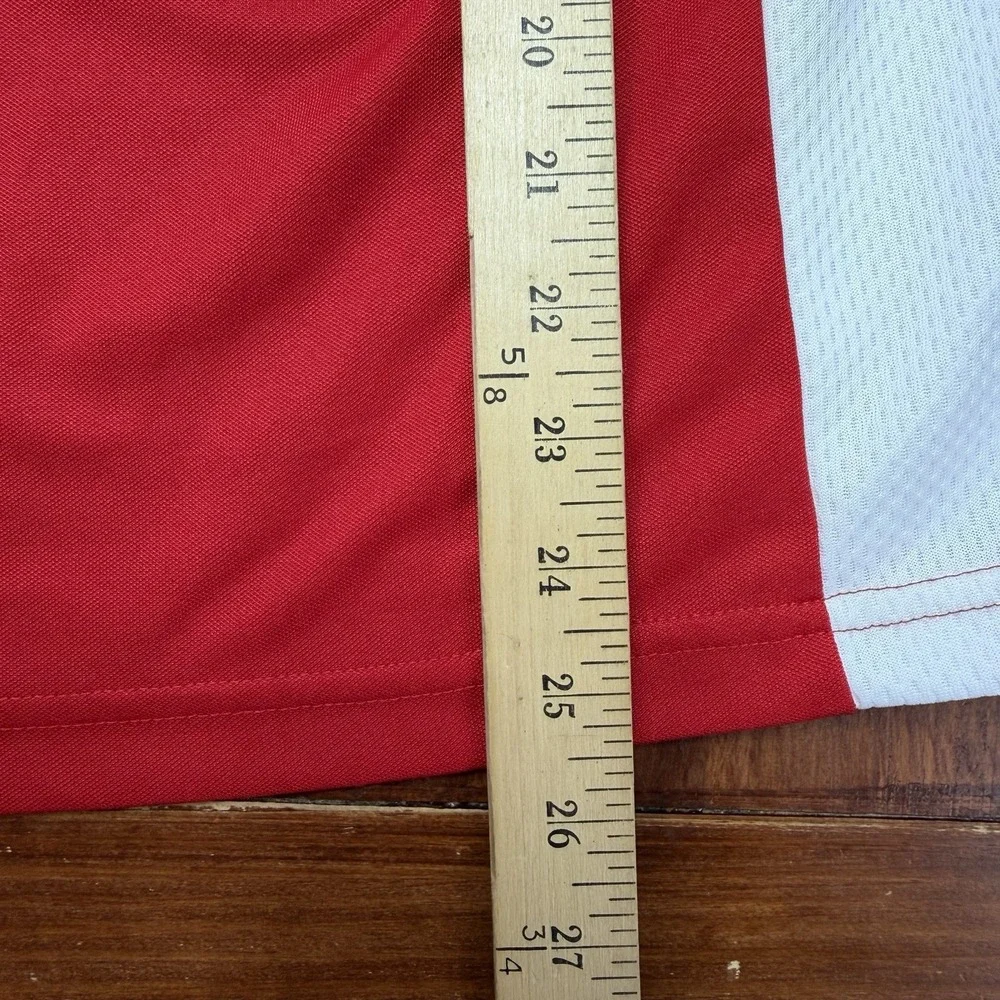Adidas Soccer Jersey Men's Large Red White Classic 3 Stripe Short Sleeve